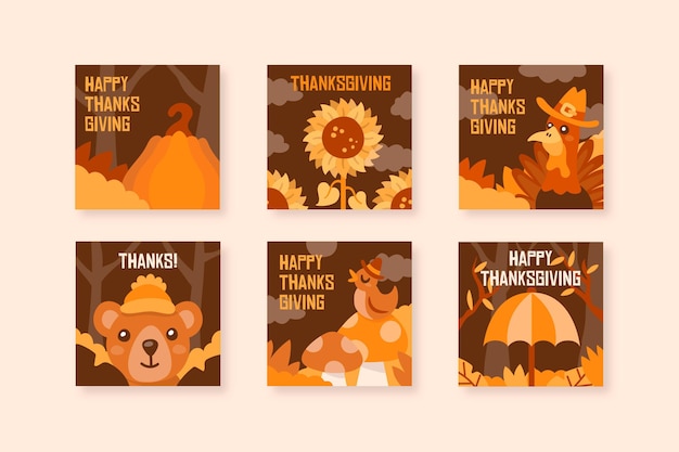 Flat design thanksgiving instagram post