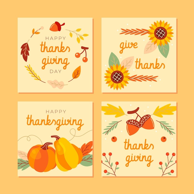 Flat design thanksgiving instagram post