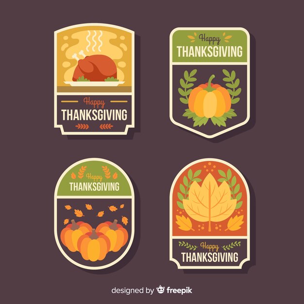 Flat design for thanksgiving label collection