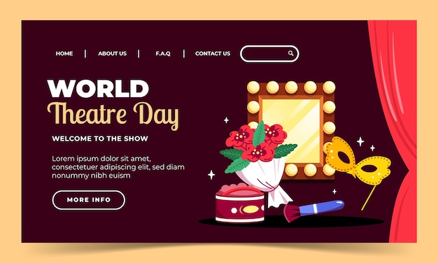 Flat design theatre performance landing page