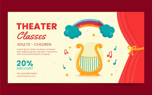 Free vector flat design theatre show facebook template