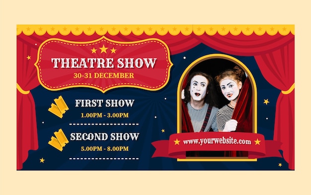 Free vector flat design theatre show facebook template