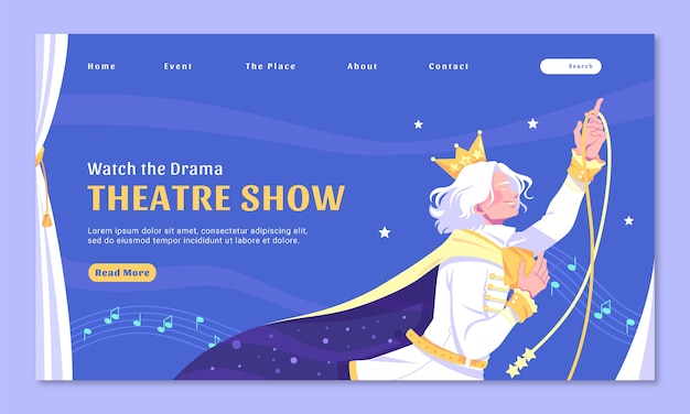 Pagina di destinazione dello spettacolo teatrale Flat Design