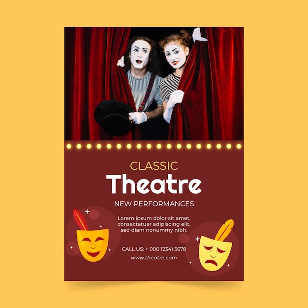 Free vector flat design theatre show poster