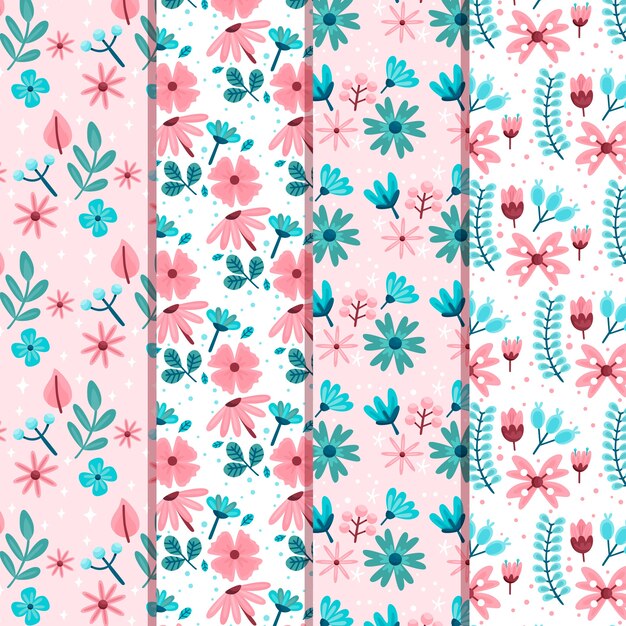 Flat design thematic spring pattern collection