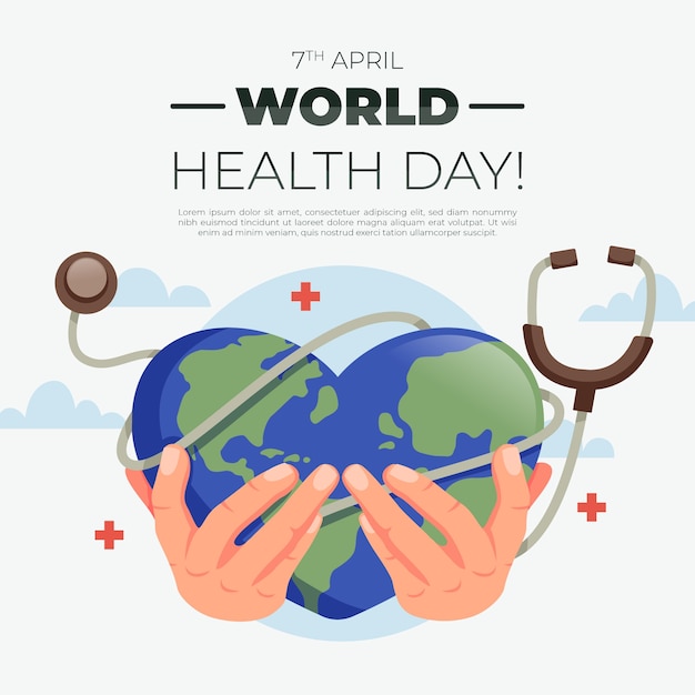 Бесплатное векторное изображение Плоский дизайн тема для всемирного дня здоровья
