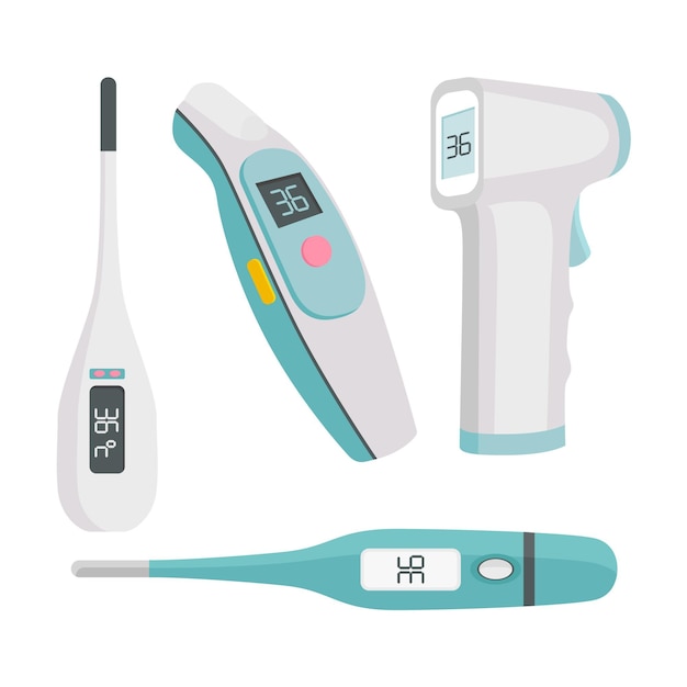 Бесплатное векторное изображение Плоский дизайн коллекции термометров