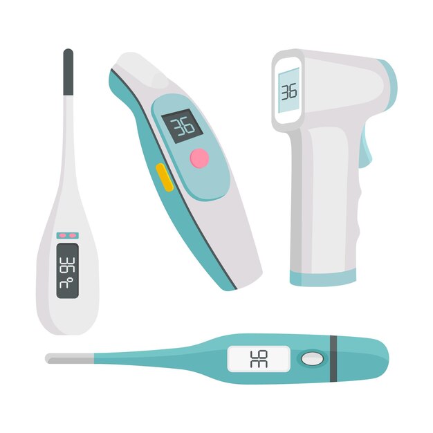 flat design thermometer types collection