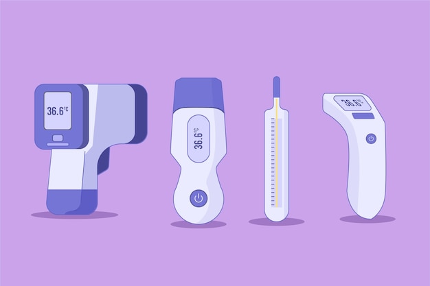 Flat design thermometer types