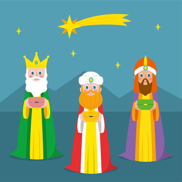 Flat design three wise men