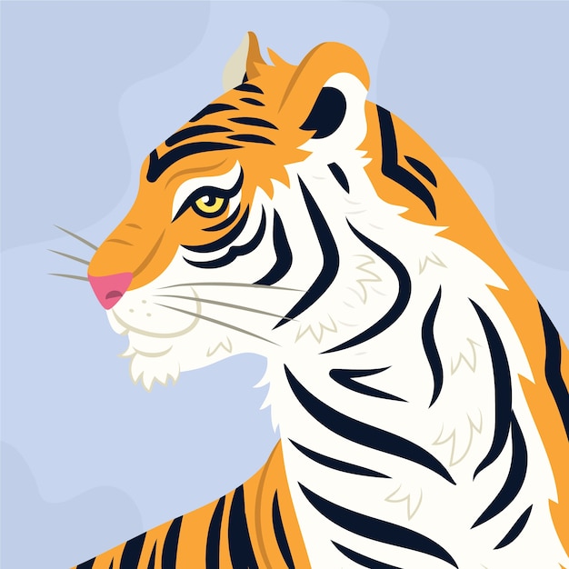 Vettore gratuito illustrazione della faccia della tigre di design piatto