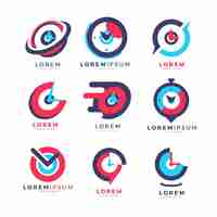 Free vector flat design time logo collection