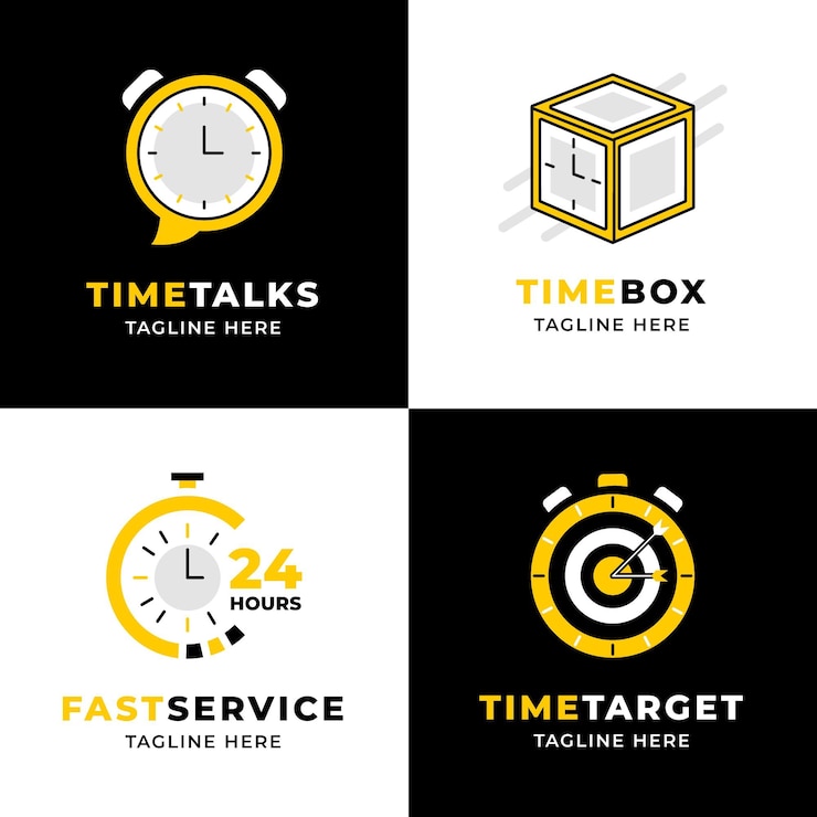 Free Vector flat design time logo collection