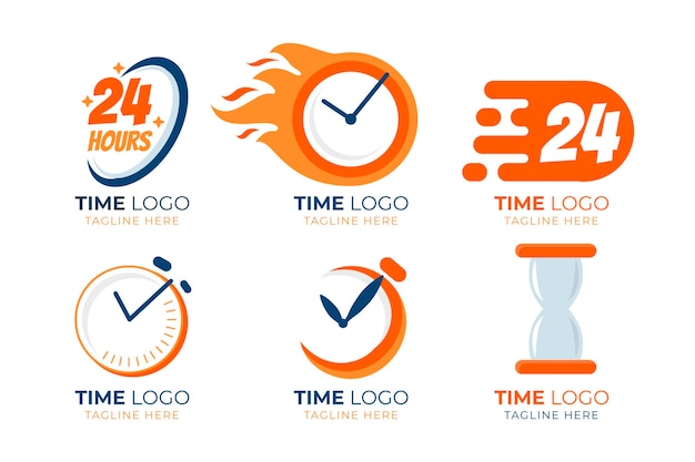 Flat design time logos pack