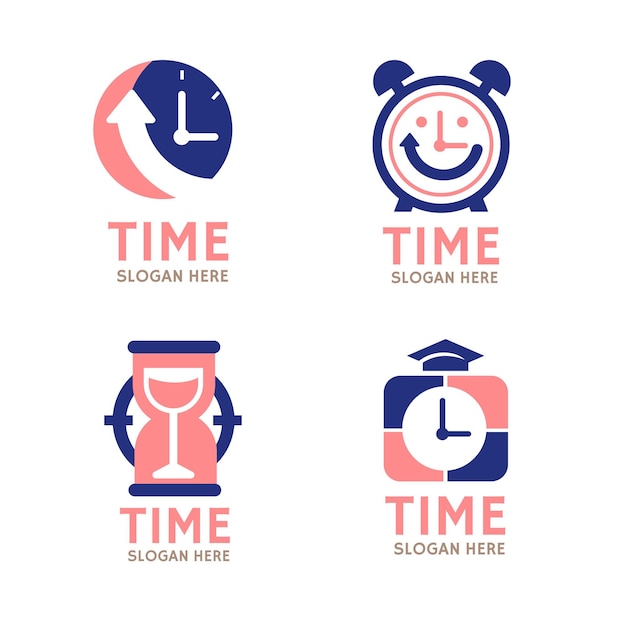 Flat design time logos pack