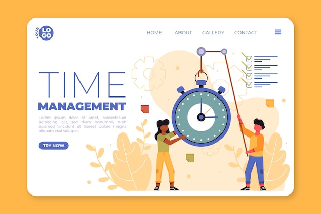 Flat design time management web template