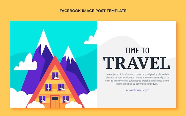 Tempo di design piatto per viaggiare post su facebook