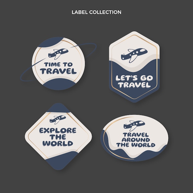 Free vector flat design time to travel labels