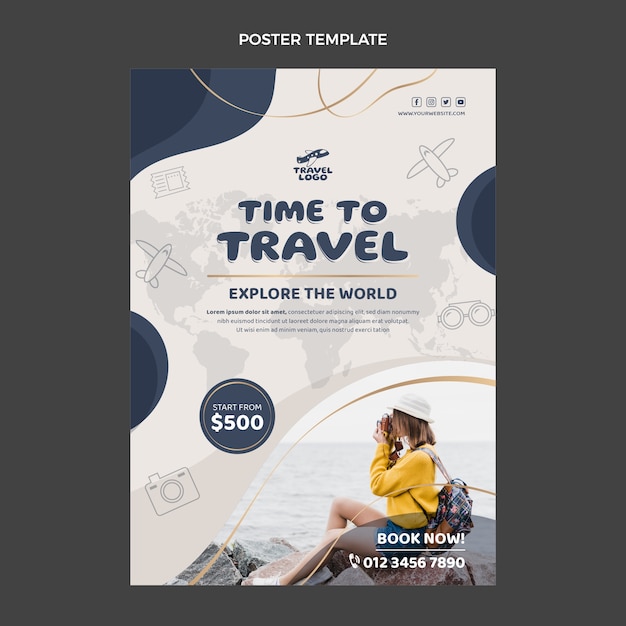 Flat design time to travel poster