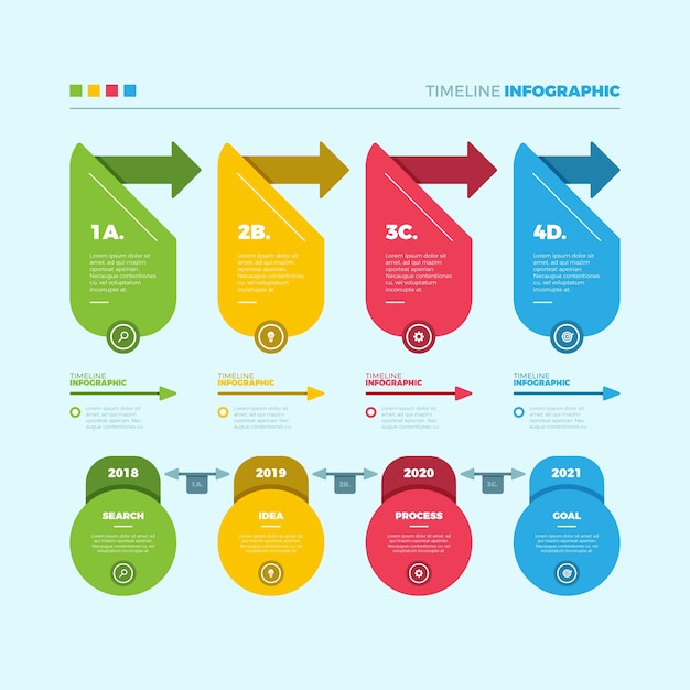 무료 벡터 평면 디자인 타임 라인 infographic 템플릿