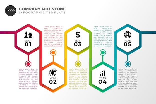 Vettore gratuito infografica timeline design piatto