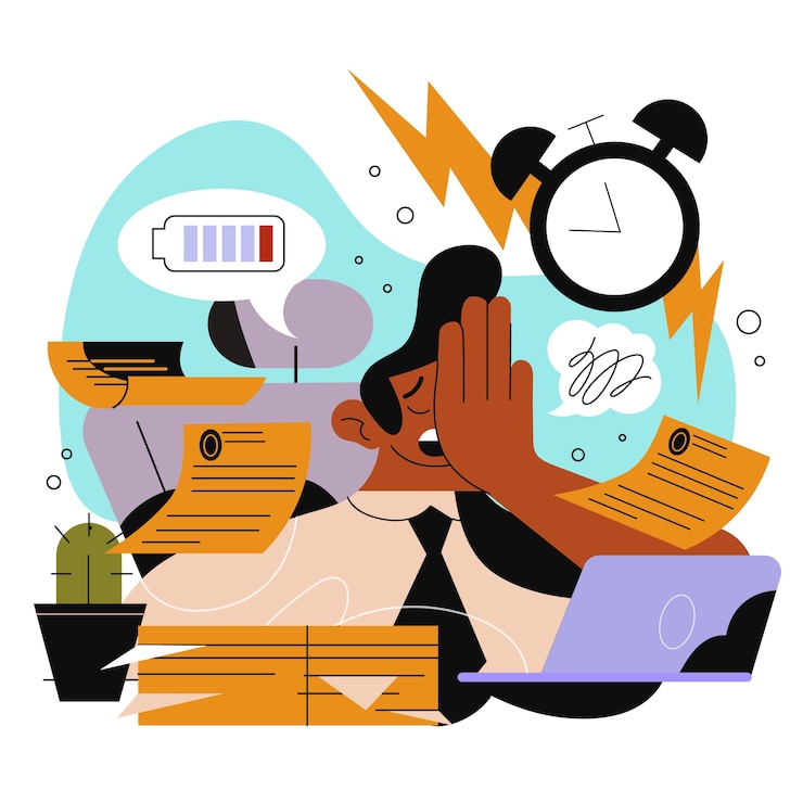 Free Vector flat design tired worker cartoon illustration