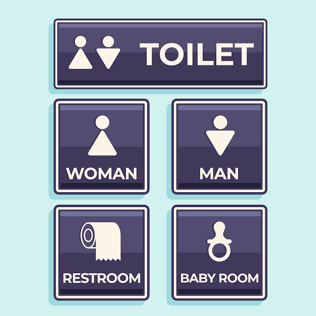 Free vector flat design toilet icons collection