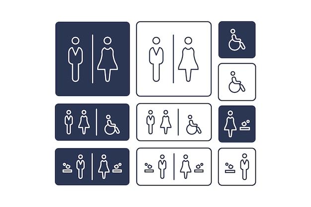 Flat design toilet icons label collection