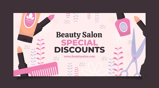 Free vector flat design tools beauty salon sale banner