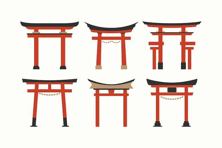 無料Vector フラットデザインの鳥居ゲートコレクション