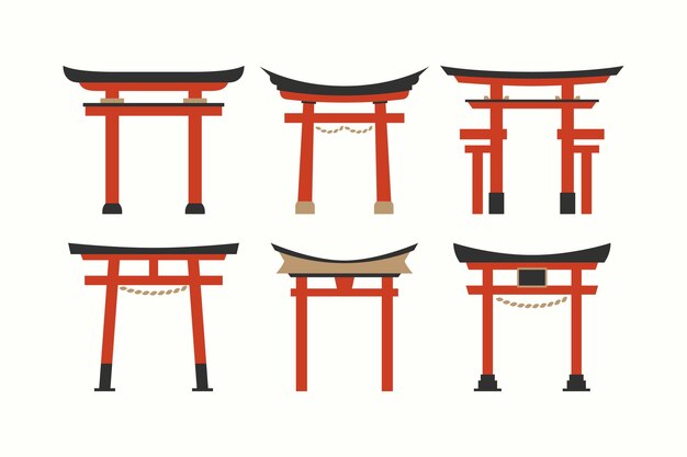 Flat design torii gate collection