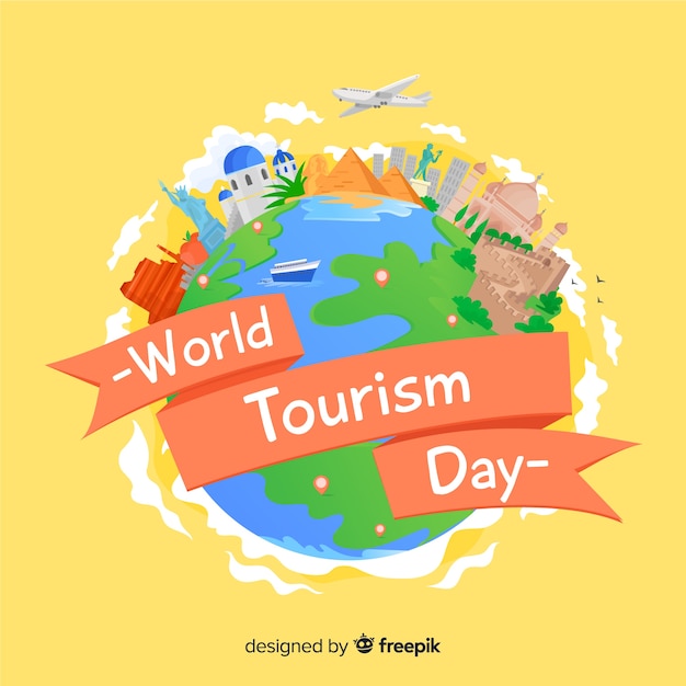 Flat design tourism day background