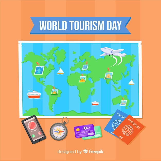 Flat design tourism day background