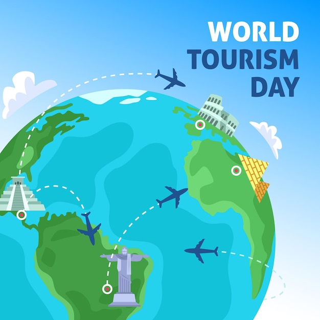 Flat design tourism day concept