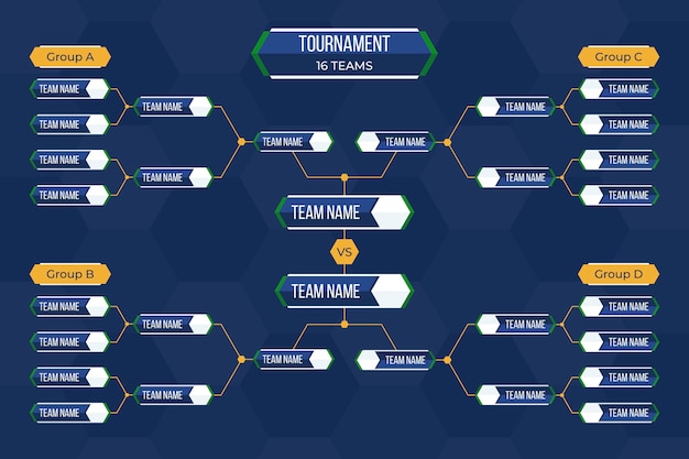 Vettore gratuito modello di programma del torneo dal design piatto