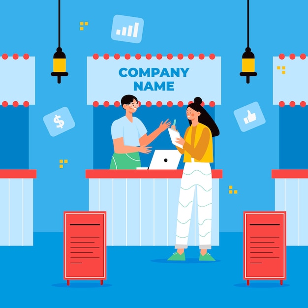 Flat design trade show illustration