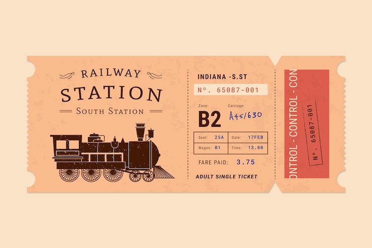 Free Vector flat design train ticket template