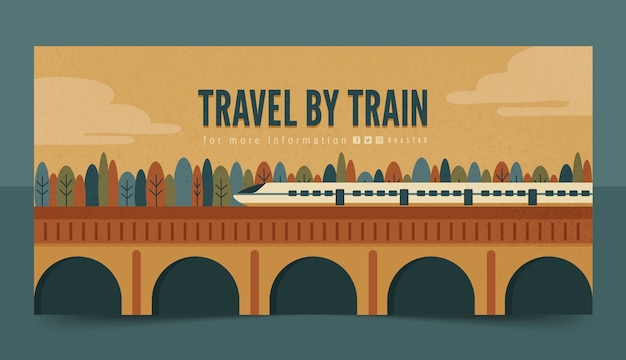 Free vector flat design train travel horizontal banner