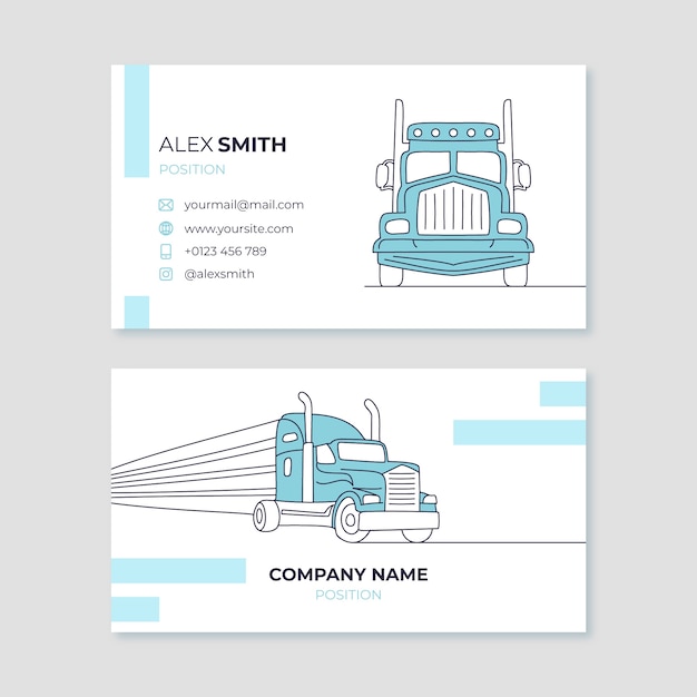 Free vector flat design transport business card template