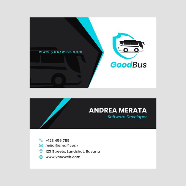 Flat design transport business card