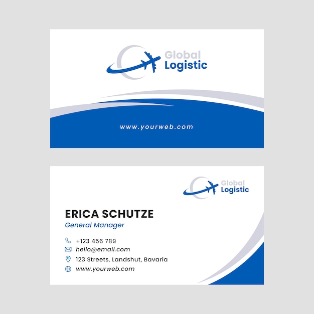 Flat design transport business card