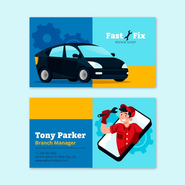 Free vector flat design transport business card