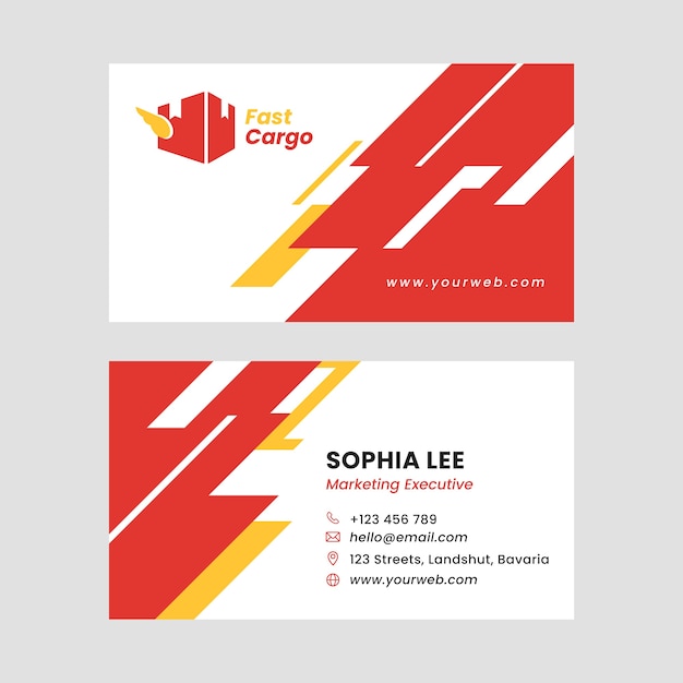 Flat design transport delivery business card