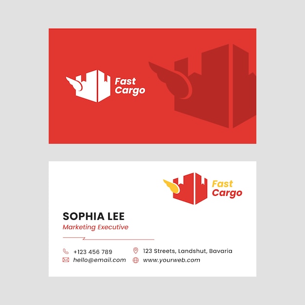 Flat design transport delivery business card