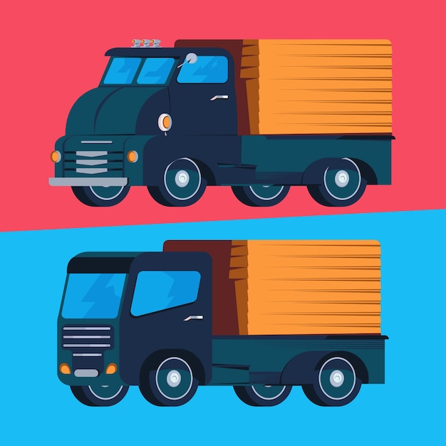 평면 디자인 수송 트럭 그림