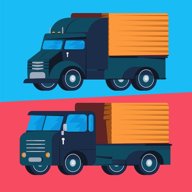 Flat design transport truck