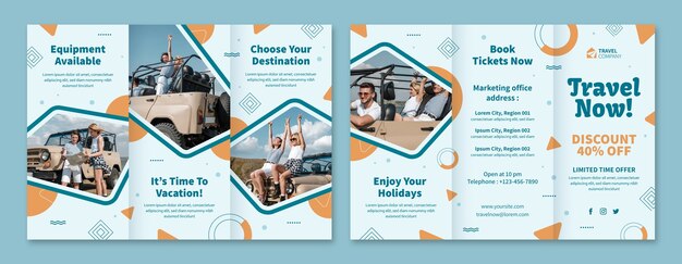 flat design travel adventure brochure template