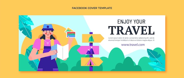 Flat design travel adventure facebook cover