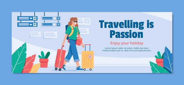 Flat design travel adventure facebook cover