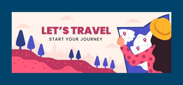 Free vector flat design travel adventure facebook cover